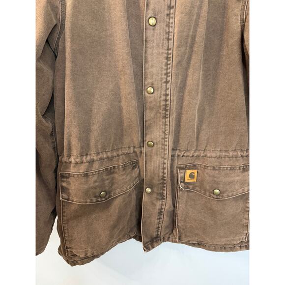 Vintage Carhartt Chore Coat Mens L Blanket Lined Barn Jacket Brown Outdoor - Picture 3 of 11